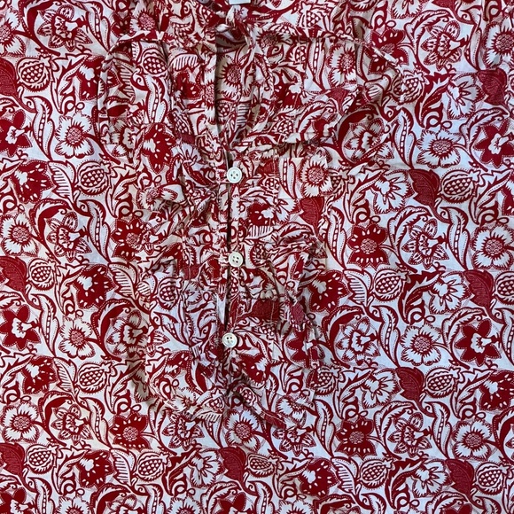 Derek Lam Red Floral Tie Neck Sleeveless Top Women’s Size 38 (US 6) 100% Cotton - Picture 8 of 9